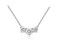 Three Stone Pendant In 14k White Gold 1 Ct Tw Blue Nile Diamond Pendant Diamond Pendant White Gold Pendant