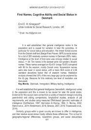 A list of german origin and americanised family names. Pdf First Names Cognitive Ability And Social Status In Denmark