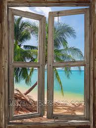 Beach Cabin Window 3 Wall Mural Window Mural Window Wall Mural Beach Mural