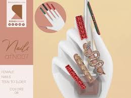 Best sims 4 nails cc · these nails pretty much have everything covered that you could want out of a nail style. Sims 4 Af Nails N007 Redheadsims Best Sims Mods