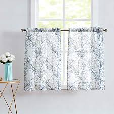 $10.00 coupon applied at checkout save $10.00 with coupon. Fmfunctex Blue Kitchen Curtains 36 Grey Tree Print On White Tier Curtain Set For Small Windows Basement Room Bathroom 2 Panels Pricepulse