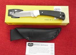 Buck 0110BRS 110 Folding Hunter Knife 420HC Ebony Wood Lockback Black
