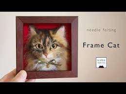 わくねこ羊毛フェルト ポイント植毛の仕方 100均の便利グッズもご紹介 youtube needle felted cat needle felting projects felt cat