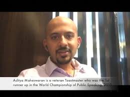 Aditya Maheswaran shares a few thoughts, and speaks about SoBo  Toastmasters!, SoBo Toastmasters is meeting