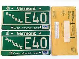 Pair Of Vermont Antique Vehicle License Plates E40 In Original Envelope 74 99 Picclick