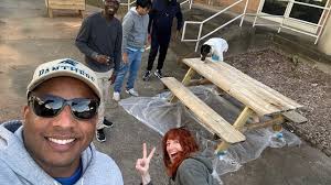 This past Saturday, Davidson students joined the Leadership Impact Group of  @rotaryclubofcharlotte and Wildcat alum Mordecai Scott '10 for Service  Saturday! Together, they brought new life to picnic tables and garden beds