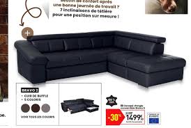Canapé d'angle ostrale cuir synthétique noir. Offre Canape D Angle Convertible Bravo 2 Chez Conforama