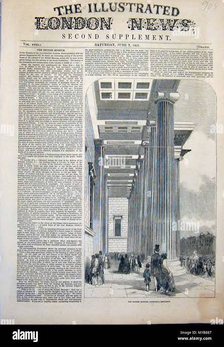 English: Views from the ILLUSTRATED LONDON NEWS and The Graphic (some with later hand coloring, all from ebay auctions): 'The British Museum'*, 1851 . between 1846 and 1899. Views from the