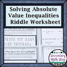Solving Multi Step Absolute Value Inequalities Practice Riddle Worksheet This Is An 15 Question Riddl Absolute Value Inequalities Absolute Value Secondary Math