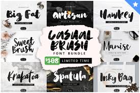 Their main purpose is to create free good quality fonts for use in x applications supporting many languages. Casual Brush Font Bundles By Yandidesigns 378512 Brush Font Bundles