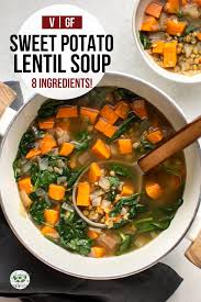 Hearty Sweet Potato Lentil Soup 8 Ingredients From My Bowl Recipe Sweet Potato Lentil Soup Sweet Potato Lentil Lentil Potato Soup