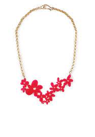 Red Statement Necklace Plexiglass Flower Necklace Etsy Whimsical Necklace Red Necklace Statement Flower Charm Necklace
