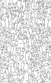 Black And White Mural Portrait Face Line Drawing Wallpaper Mural Murals Wallpaper Face Line Drawing Drawing Wallpaper Face Lines