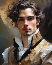 portrait handsome young lord man, wavy