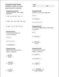 You must show work in order to receive credit. Algebra Unit 7 Exponent Rules Homework Worksheets Bundle By Algebra4all