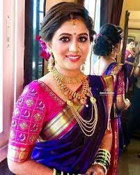 Pin By Sakshi On Bridal In 2021 Indian Bride Hairstyle Marathi Bride Wedding Saree Indian