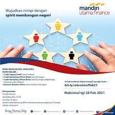 Terdepan, terpercaya, tumbuh bersama anda. Lowongan Kerja Pt Mandiri Utama Finance Februari 2021