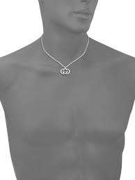 Mens gucci necklace, gucci logo square plate pendant necklace sterling silver 223514 for sale online ebay. Gucci Gg Silver Pendant Necklace In Metallic For Men Lyst