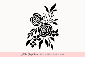 Download Rose Flowers Silhouette Graphic By Little Craft Fun Creative Fabrica SVG Cut Files