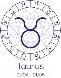 Zodiac Sign Taurus Astrological Symbol In Wheel With Polygonal