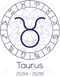 zodiac sign taurus astrological symbol in wheel with polygonal