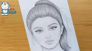 Then slowly start adding the outlines of the face around them. How To Draw A Pretty Girl With Ponytail Hairstyle Pencil Drawing A Pencil Drawings Of Girls Art Drawings Sketches Simple Girl Face Drawing