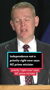 #NZ prime minister #ChrisHipkins says “ideally” the country will become  independent in time, but it’s not a priority “right now”. He was asked  about his views