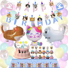 Only ships with $35 orders. Buy 63pcs Cat Party Decorations Cat Happy Birthday And Meow Cat Face Banner Cat Cake Toppers Walking Cat Balloons For Pets Cat Lover Kids Cat Theme Birthday Party Online In Vietnam B093fztcks