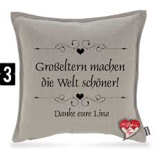 Kissen Fur Oma Grosseltern Leinenkissen 45 X45 Cm Personalisiert Mit Namen Throw Pillows Pillows