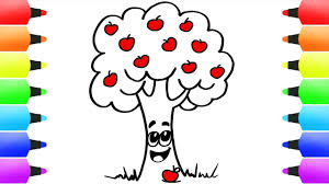 How To Draw A Tree For Kids Cute Apple Tree Fruits And Cartoon Rabbit Easy Drawings Youtube The process of the tree drawing is the very same as above. how to draw a tree for kids cute apple tree fruits and cartoon rabbit easy drawings