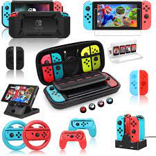 Switch case for nintendo, beboncool switch carrying case portable travel carry case compatible with nintendo switch console & accessories, protective shell switch storage bag with game storage 4.8 out of 5 stars 1,873. Nintendo Switch Accessories Bundle Kit With Carrying Case Protective Case With Screen Protector Compact Playstand Game Case Joystick Cap Charging Dock Grip And Steering Wheel 11 In 1 Amazon Com Au Video Games