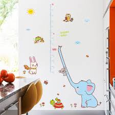 Us 4 35 30 Off Cartoon Measure Wall Stickers For Kids Rooms Animal Elephant Height Chart Ruler Decals Nursery Home Decor In Wall Stickers From Home