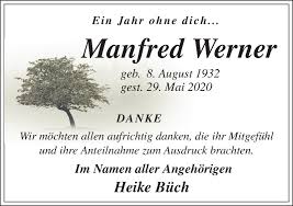 Traueranzeigen von Manfred Werner
