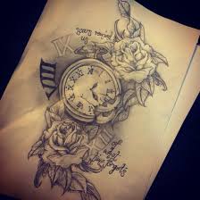 Roses Around The Fading Clock Stopped At The Time Kamdyn Was Born With The Date 3 19 In Roman Numerals Finis Pocket Watch Tattoos Watch Tattoos Ribcage Tattoo