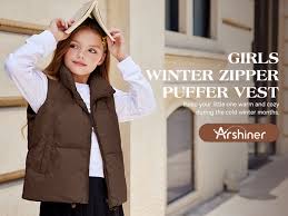 Amazon.com: Arshiner Girls Puffer Vest Stand Collar Winter Zipper  Lightweight Sleeveless Outwear Puffy Outfits Kid Clothes Pink Ombre 5-6 :  Clothing, Shoes & Jewelry
