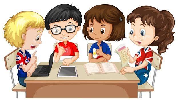 Niños trabajando en el aula. 304271 Vector en Vecteezy