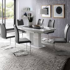 Genisimo High Gloss Dining Table With 6 Grey Koln Chairs Furniture In Fashion Dining Room Chairs Modern White Dining Room Sets Grey Dining Room
