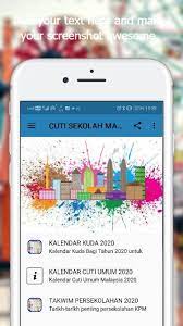 Kalendar kuda 2020 kini telah dikemaskini semula untuk rujukan anda semua. Cuti Sekolah Malaysia 2020 Fur Android Apk Herunterladen
