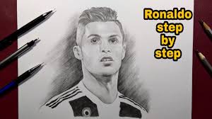 Cristiano ronaldo wall art marker drawing sketches. Cristiano Ronaldo Drawings Sketch With Pencil Shadow Portrait Cr7 Logo Jersey
