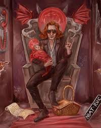 The Virgin Crowley And The Unholy Child An Art Print By Rafael Cliopadra Burden Crowley Good Omens Book Art Prints
