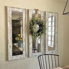 We Go I Bought 3 Cheap Frameless Mirrors From Home Depot Glued Them To Plywood And Living Room Decor Rustic Farmhouse Decor Living Room Farmhouse Wall Decor