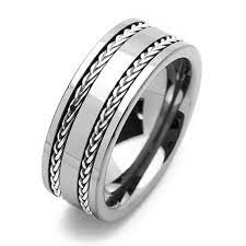 Men Women Tungsten Wedding Band 8mm Braided Silver Strands Etsy Tungsten Wedding Bands Tungsten Mens Rings Mens Wedding Rings