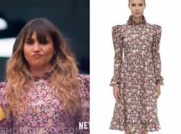 The Big Flower Fight Season 1 Episode 1 Natasia Demetriou S Floral Mock Neck Midi Dress Shop Your Tv