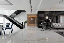 3d boden aufkleber bad pvc tapete moderne kreative schwarz und weiß geometrische marmor muster boden aufkleber wc selbstklebende wasserdichte fliesen wandbild 200x140cm. Edle Boden Marmorfliesen In Einer Modernen Privatresidenz In Taiwan