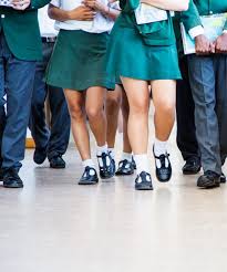 ) thigh on show is the height of uncool! Girls School Uniforms Short Skirts Distract Male Staff