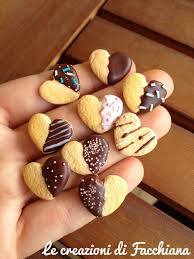 Chocolate Covered Heart Biscuit Miniature Clay Food Polymer Clay Miniatures Miniature Food