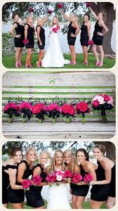 Pink Shoes And Flowers With Black Bridesmaid Dresses Wedding Bridesmaid Wedding Photos