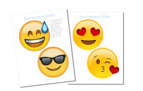 Downloaded, printed and cut out emoji faces below; Free Emoji Fan Printables Our Peaceful Planet