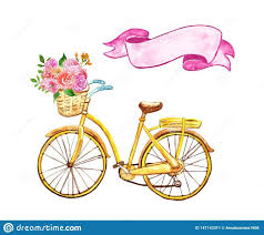 Maybe you would like to learn more about one of these? Yellow Hand Painted Bicycle With Basket And Pink Flowers Isolated On White Background Watercolor Summer Bicycle Painting Bicycle Illustration Vintage Banner