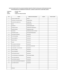 Check spelling or type a new query. Daftar Hadir Rapat Bulanan Dharma Wanita Persatuan Badan Kepegawaiandaerah Kabupaten Lampung Barat